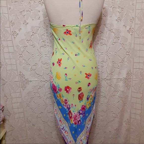 VTG AMERICAN ANGEL Chartreuse Scarf Dress - Picture 3 of 5